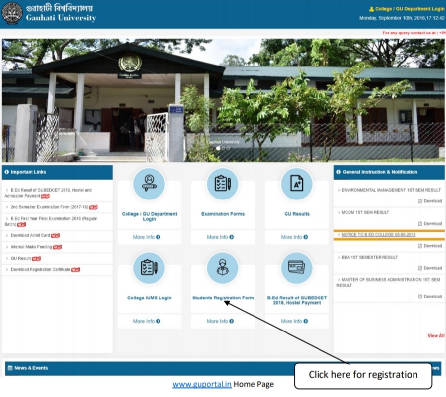 Gauhati University Registration help manual